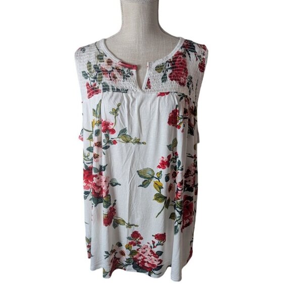 Papermoon White Floral Knit Sleeveless Top 3X - Picture 2 of 4